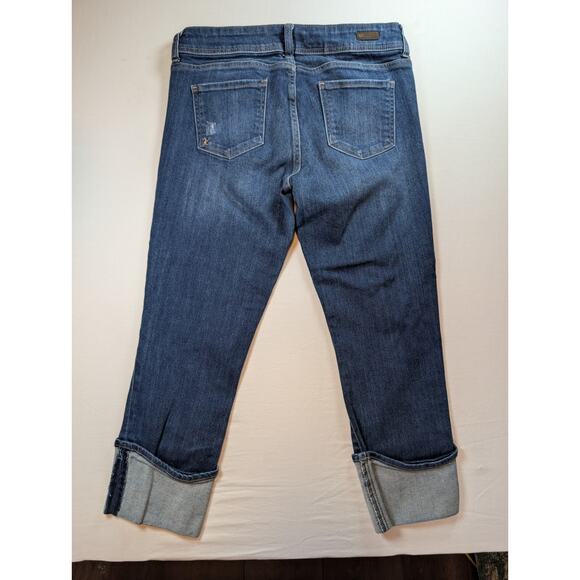 Women’s Cropped Jeans Kut From The Kloth Distressed Cuffed Blue Mid Rise Size 8 - Picture 7 of 7